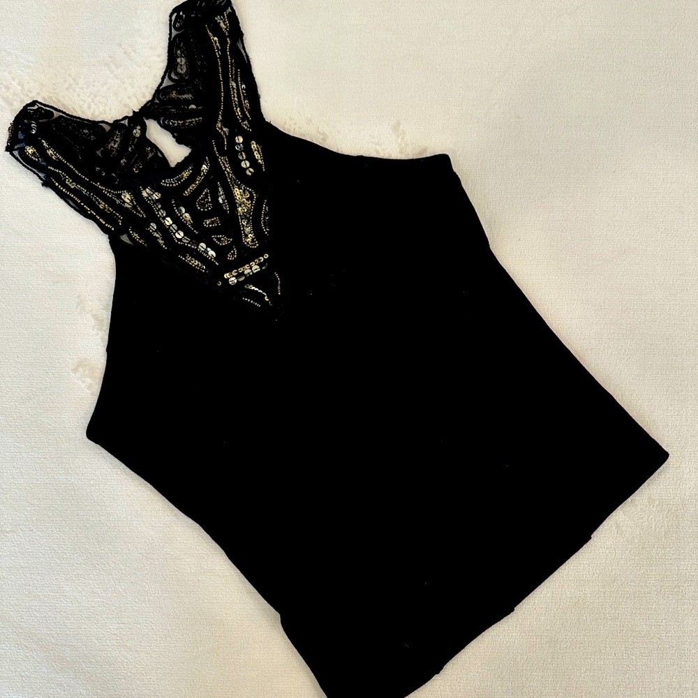Embellished Black Top Beads & Sequin